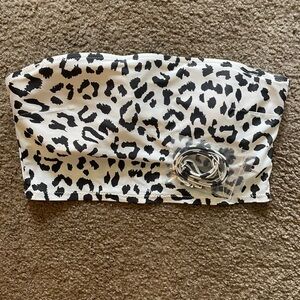 Leopard Print Tube Bikini Top